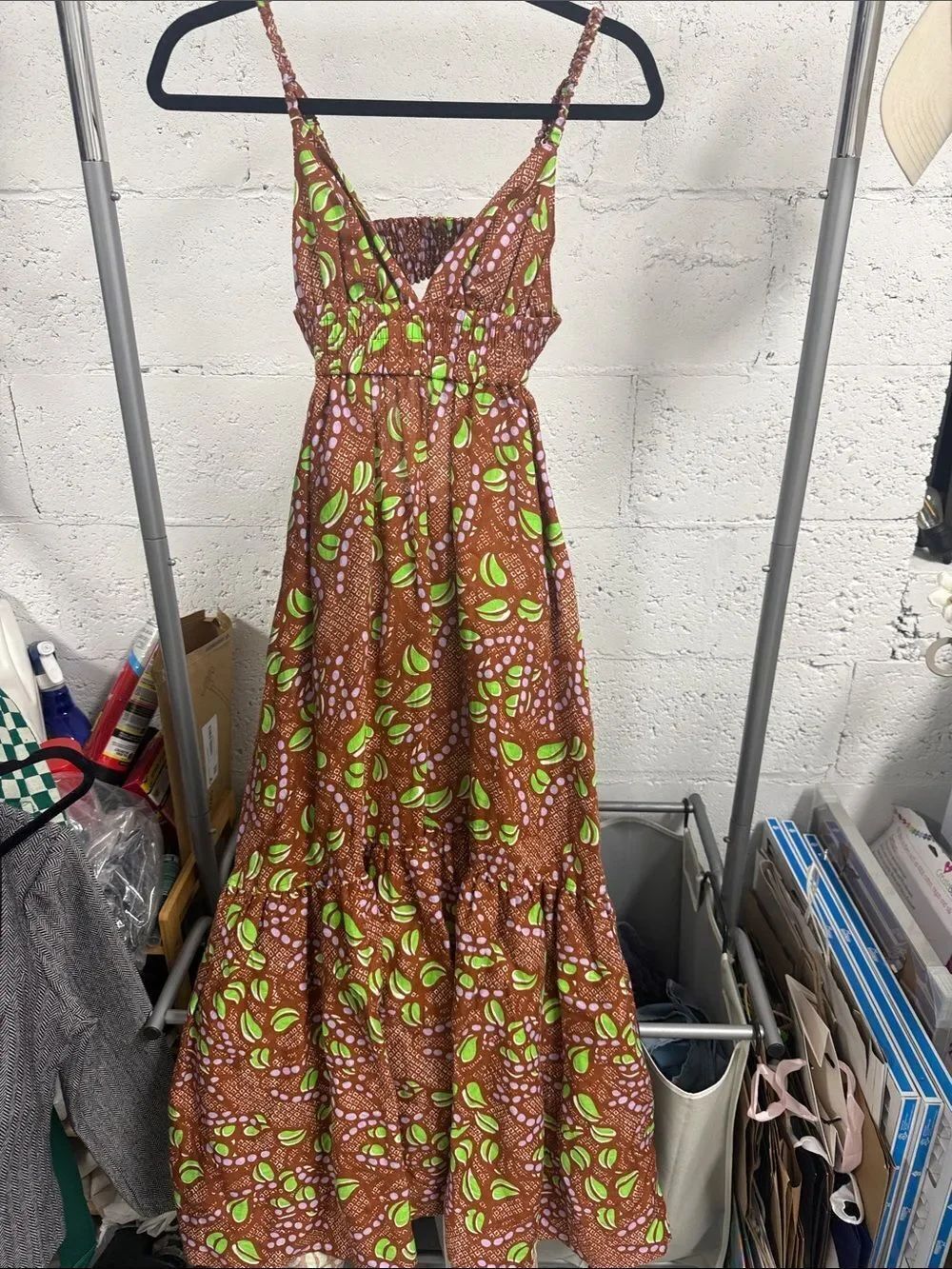 Brown & Lime Green Printed Maxi Sundress - ALC - NWT - Size 0